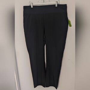 Lands End Slim Leg Pants XL Tall Black  Stretchy Knit Pull On Straight Women New